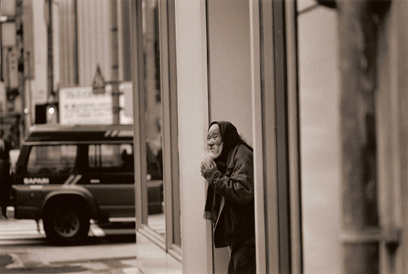 Man in doorway, Nagoya, Japan, 1990